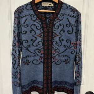 Peruvian Link Alpaca Collection Women Sweater Floral Embroidered Cardigan Large